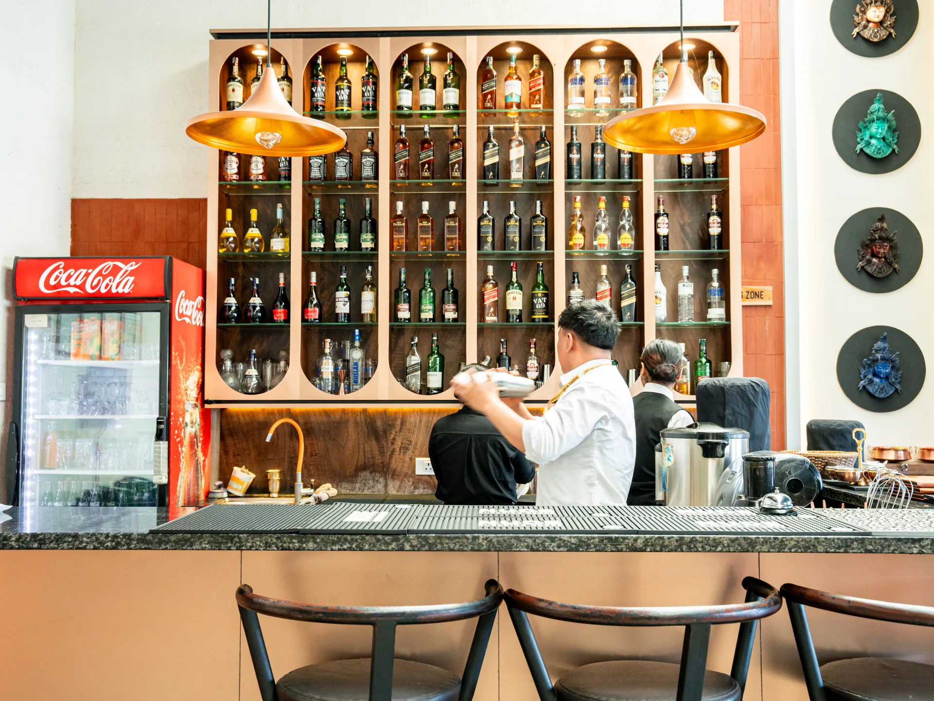 Bar shelves close-up